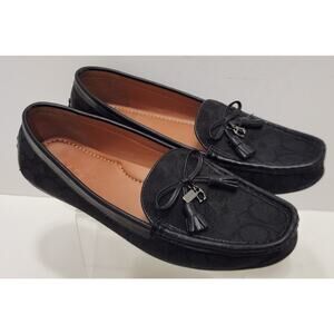 Coach Womens Size 8.5B Greenwich Signature Loafer W/ Tassels Black